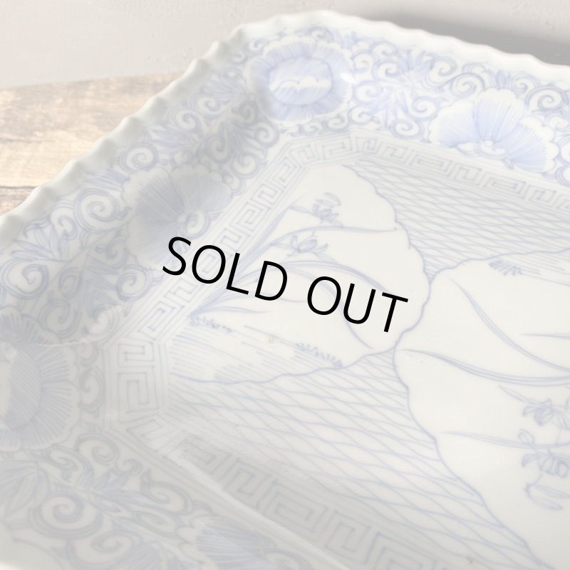 画像3: 伊万里焼　染付　角皿　大皿　植物　 (3)