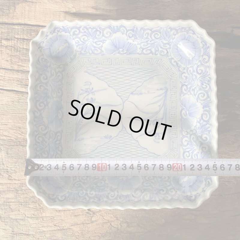 画像11: 伊万里焼　染付　角皿　大皿　植物　 (11)